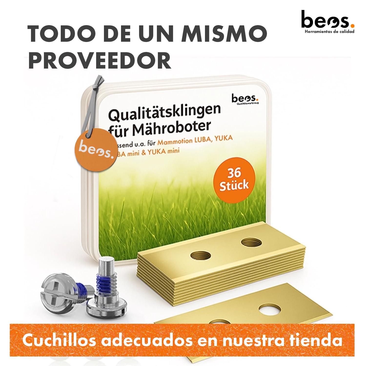BEOS Discos de Cuchillas para cortacésped robótico Premium – Compatibles con Mammotion LUBA2 AWD (a Partir del año de fabricación 2025) – 2 Discos de Cuchillas para 8 Cuchillas –