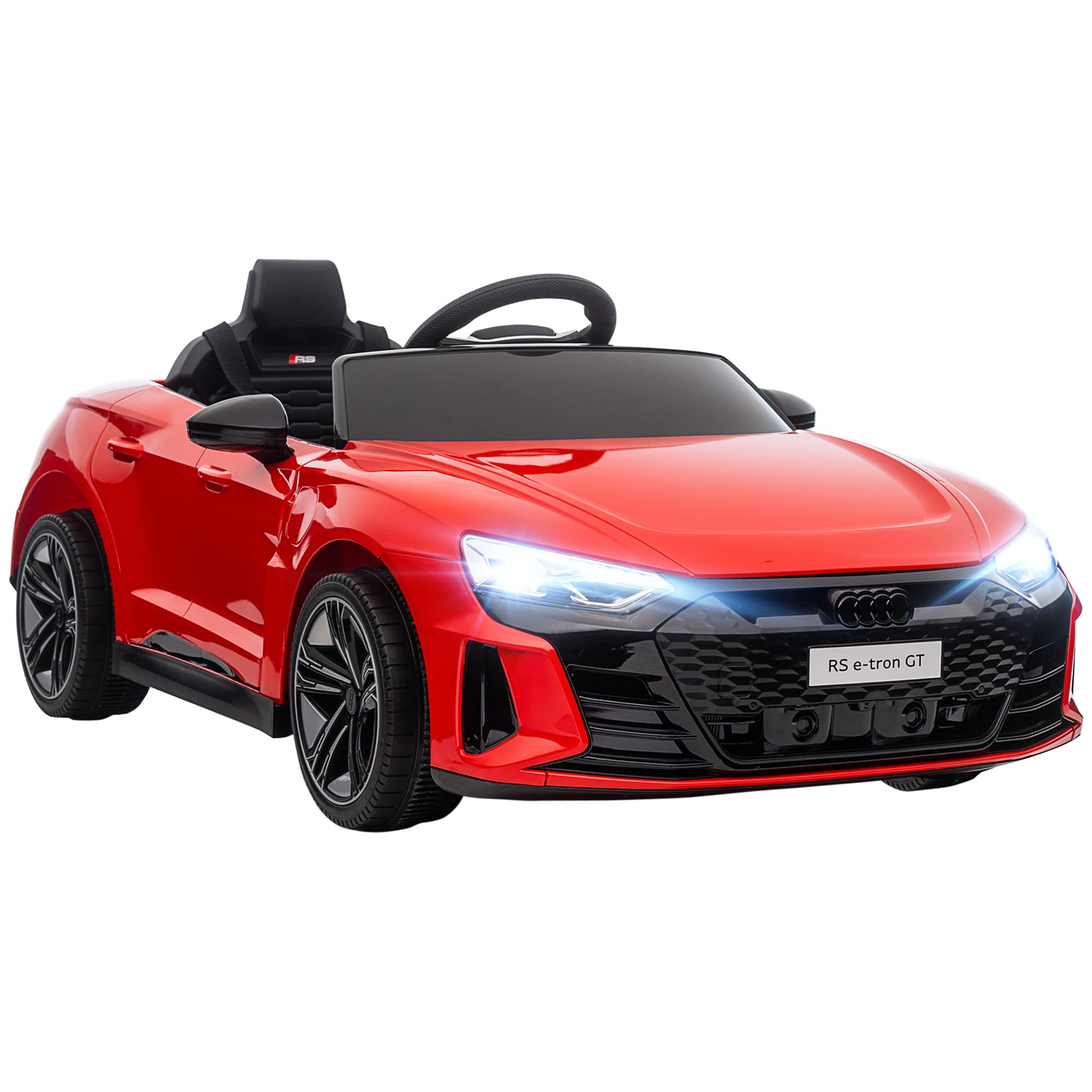 HOMCOM Audi RS e-tron GT Licensed Electric Car for Kids, 12V Battery Powered Electric Ride-on Toy with Remote Control Music, Suspension Wheels, Soft Start, for 3-5 years, Red