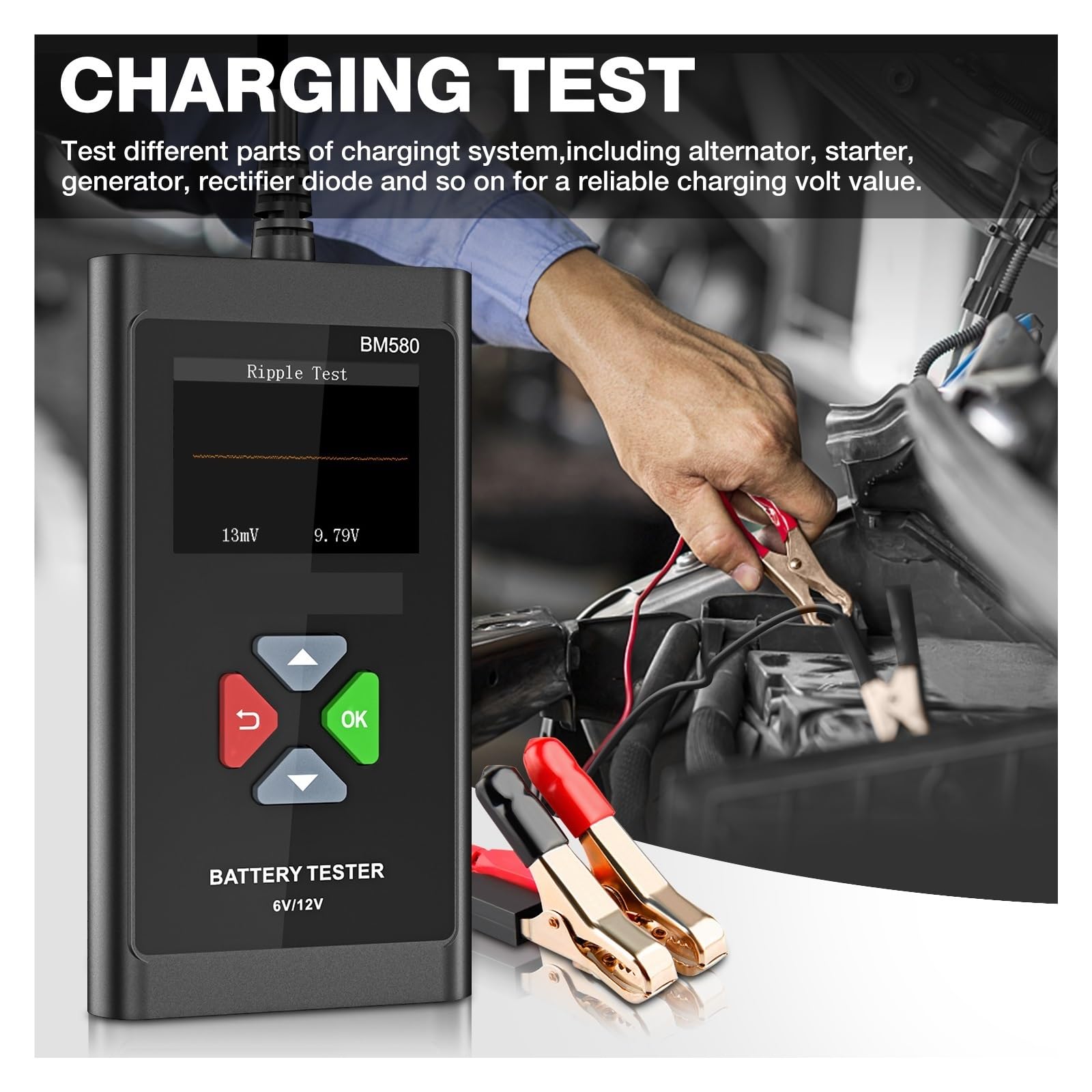 Tester AkumulatoróW Tester Akumulatora Samochodowego Analizator 6 V 12 V Test Ładowania Rozruchowego 100-2000 CCA Obciążenie Elektroniczne