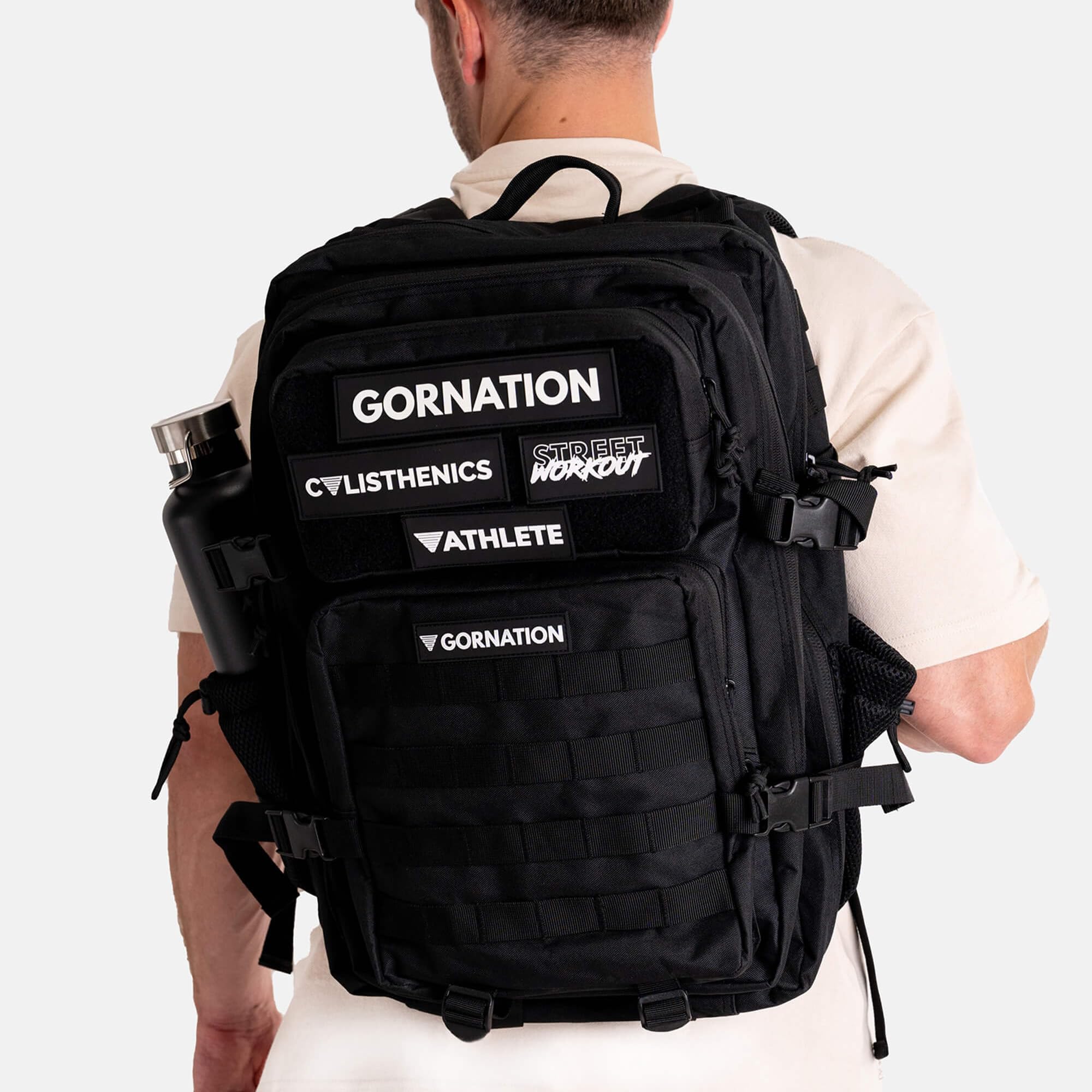 GORNATION Mochila Táctica 40L, Tactical Backpack, Mochila para Gimnasio, Fitness, Deportes, Senderismo, Trekking, Camping y Actividades al Aire Libre, Viaje o Deporte, incl. 4 Parches de Velcro