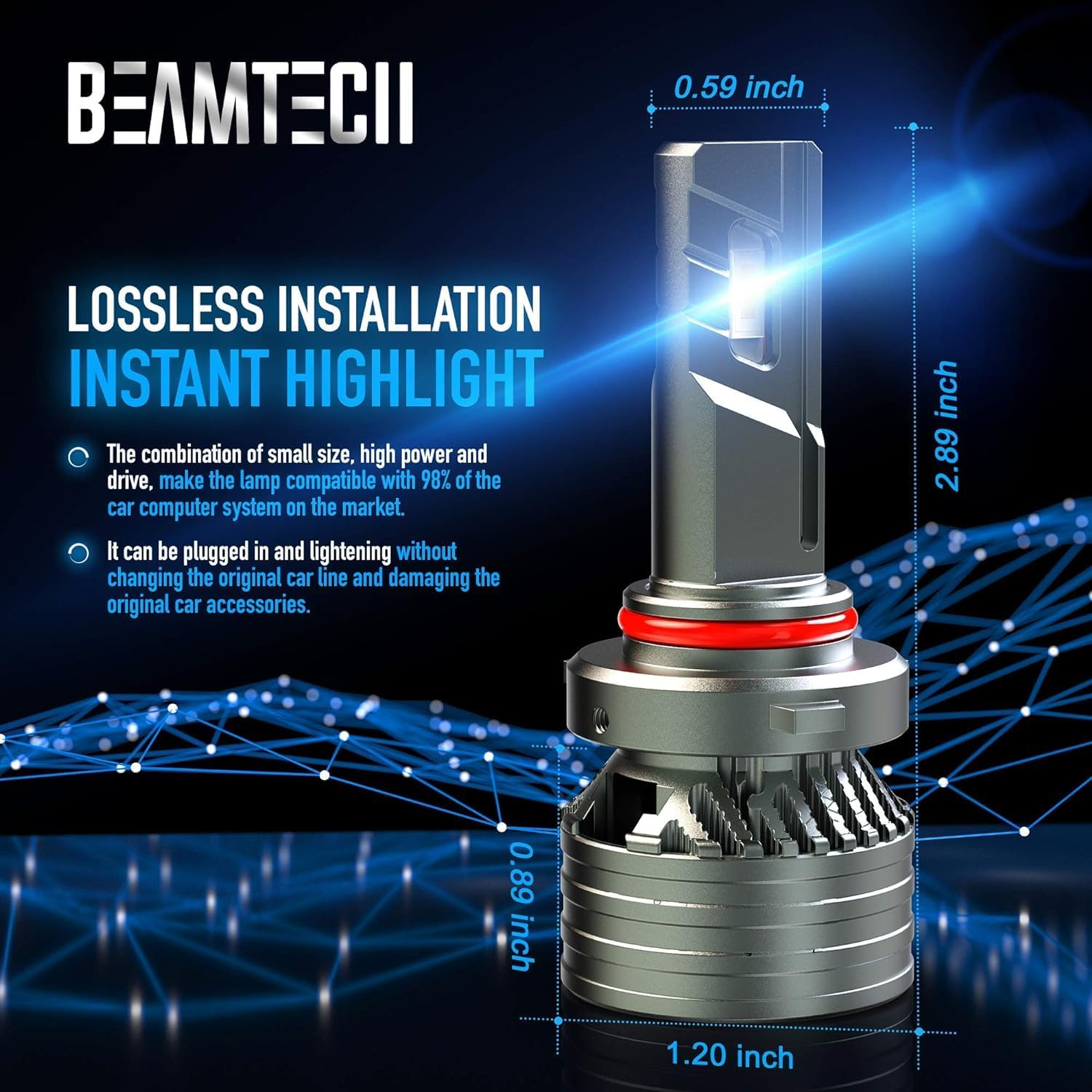BEAMTECH 9005 Fog Light, 6500K White G-XP Chips High Brightness Plug and Play of 2