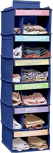 Houseables Organizador de ropa para niños, organizador semanal de ropa para niños, almacenamiento diario de ropa, de lunes a viernes, día de la