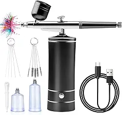 Conjunto de aerógrafo sem fio - Kit de aerógrafo portátil recarregável com compressor, conjuntos de pistolas de escova de ar portáteis automáticas para maquiagem, arte de unhas, decoração de