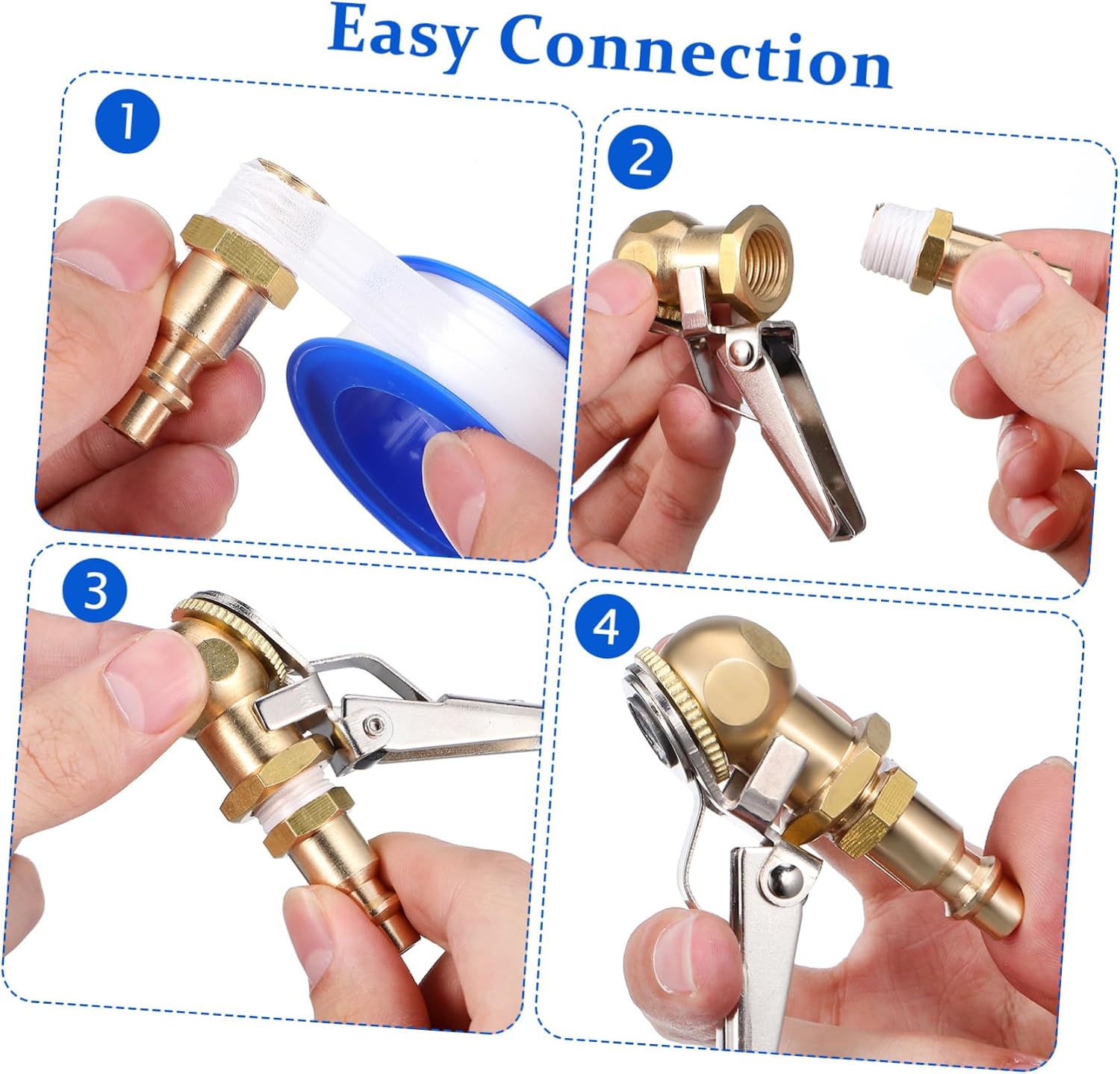 4pcs Tire Air Chuck Set Heavy-Duty Locking Air Chuck Quick Connect Tire Inflator Nozzle for Secure Grip and Easy Connection