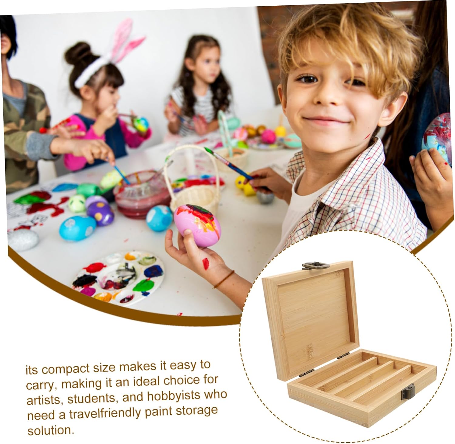 Empty Watercolor Paint Palette Box Wooden Color Mixing Tray with Lid Compact Travel Storage Case for Artists Students Hobbyists Versatile Organizer for Watercolor Paints
