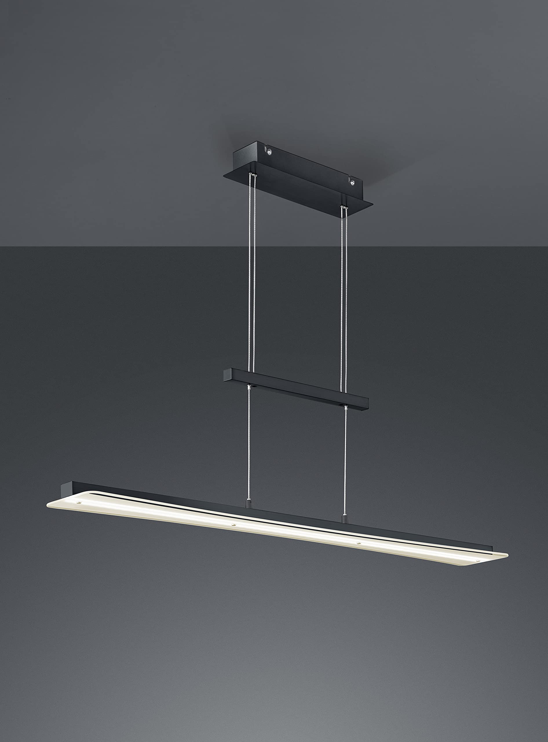 Reality Leuchten LED Pendelleuchte Smash R32421132, Metall Schwarz matt, Glas weiß satniert oder klar, inkl. 18 Watt LED, 4 fach Touch