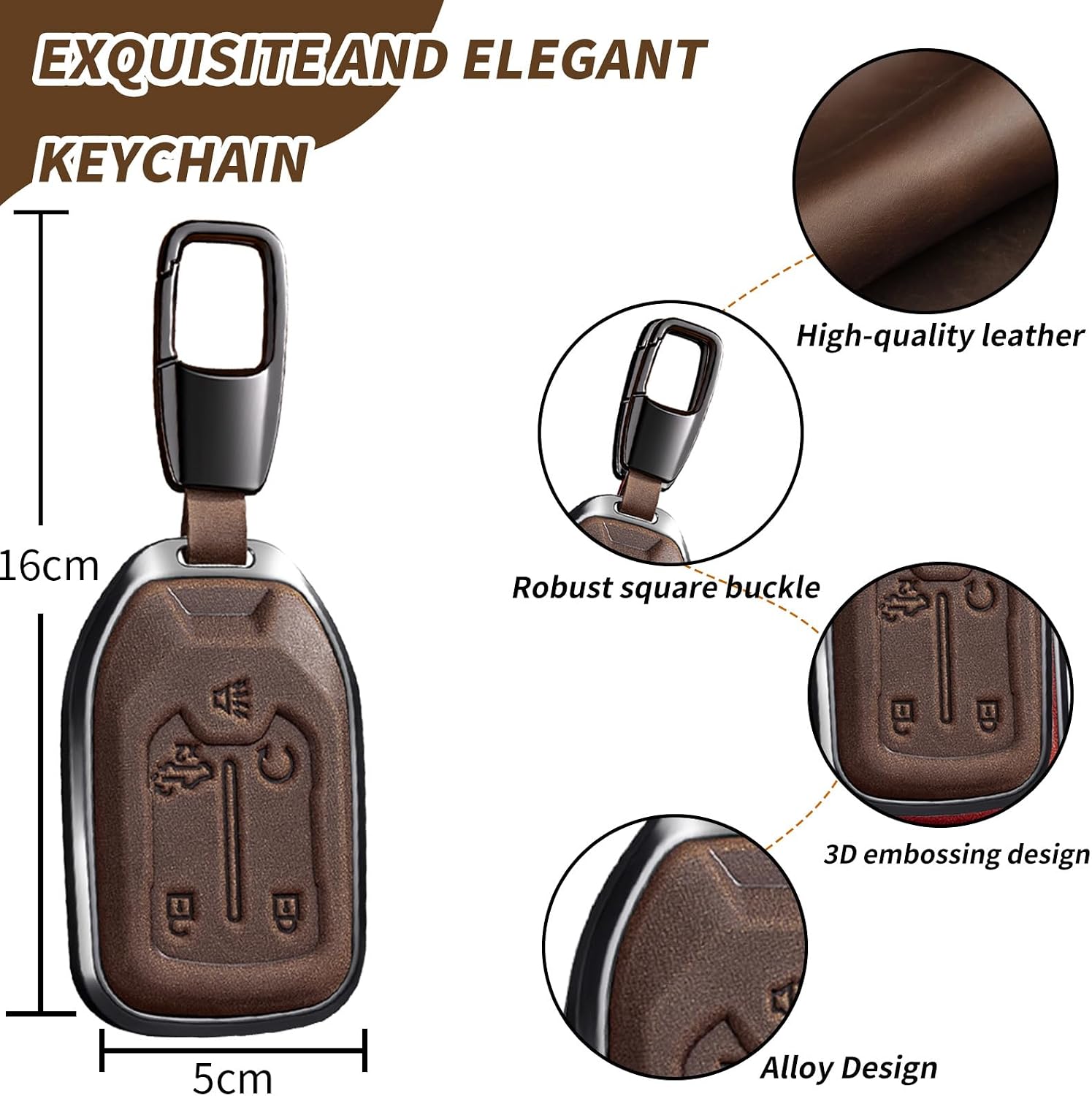Key Fob Cover for 2019-2023 Sierra,Silverado 1500 2500HD(K-Brown)