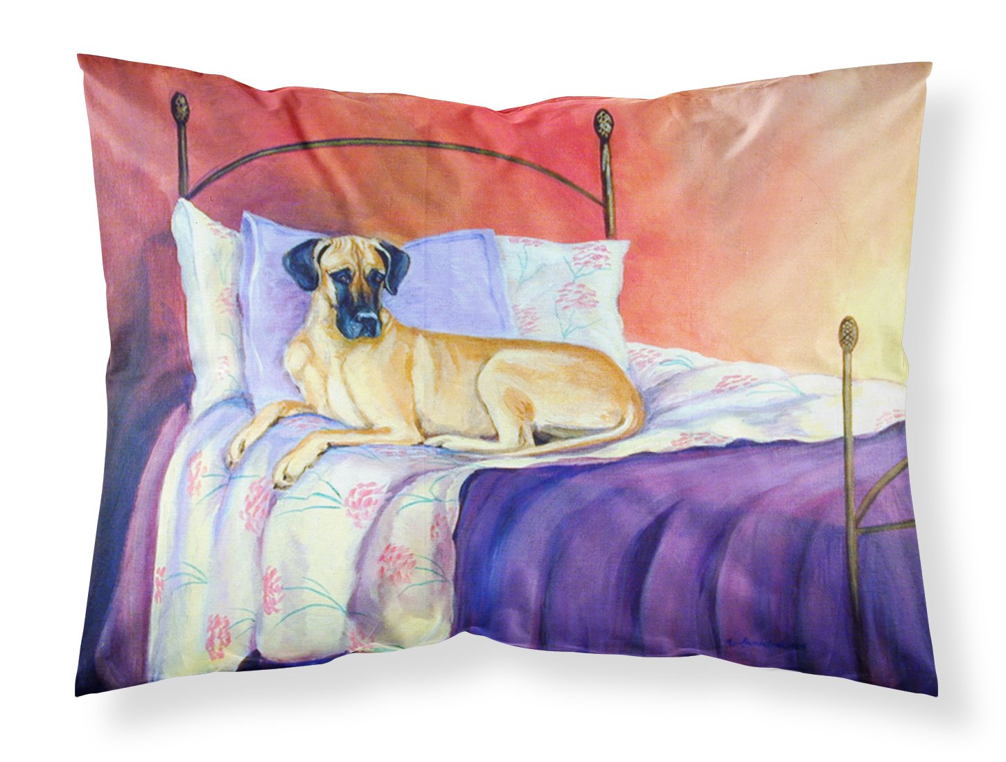 Taie d'oreiller Dogue Allemand grand modèle multicolore en tissu standard anti transpiration