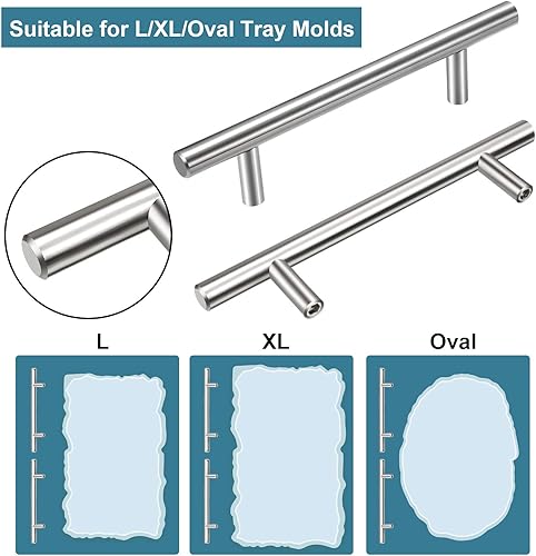 Miniatura 3 de Ripeng 14 manijas para moldes de bandeja de resina, manijas de bandeja de acero inoxidable con juegos de tornillos, perillas de diamante para