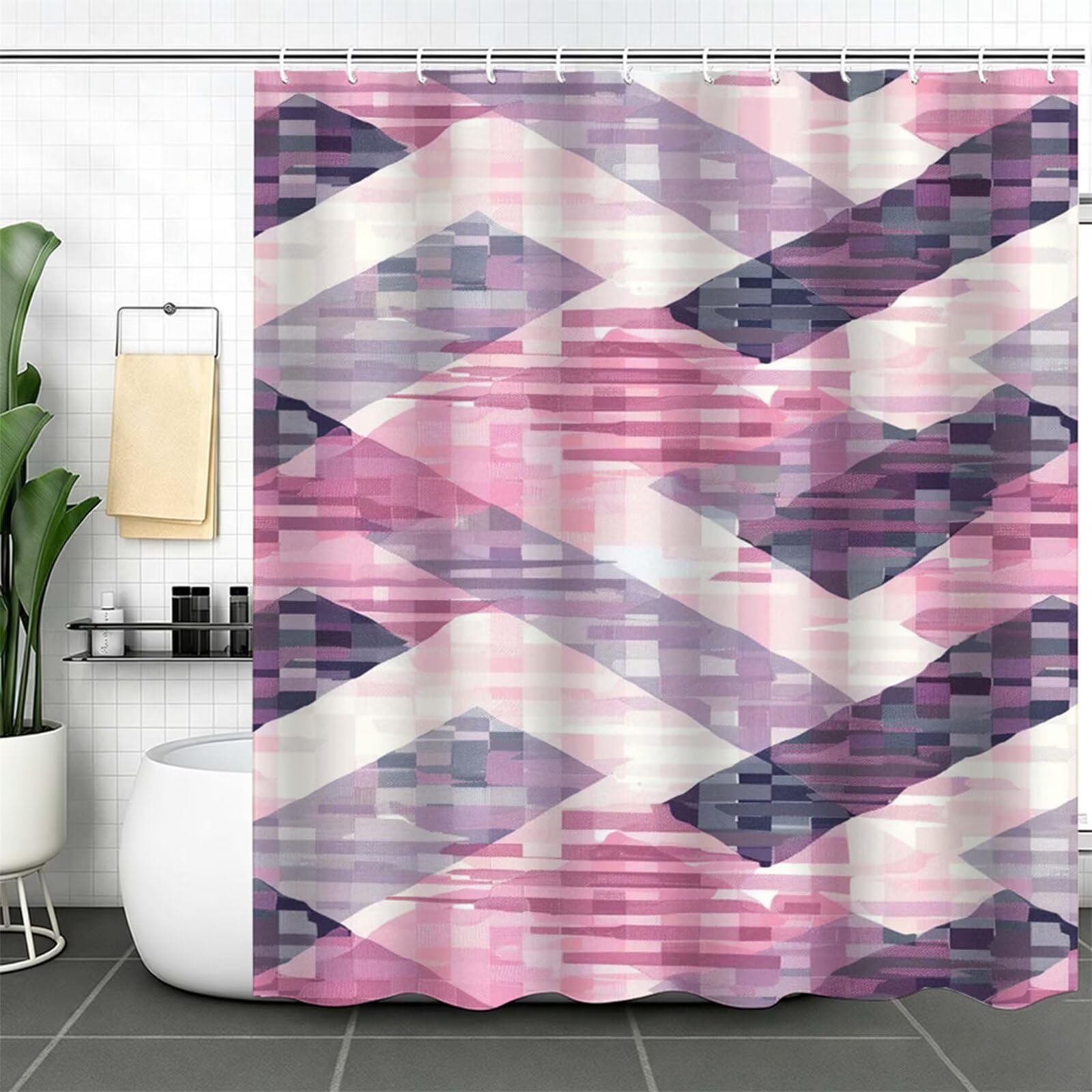 rosa chiaro Tenda Doccia 200x200cm,Tenda per Doccia Tessuto Poliestere Impermeabile Asciugatura Rapida 12 Anelli,Tende Finestra Bagno Vasca Pieghevole per Angolare Casa Shower Curtain Semplice J-612