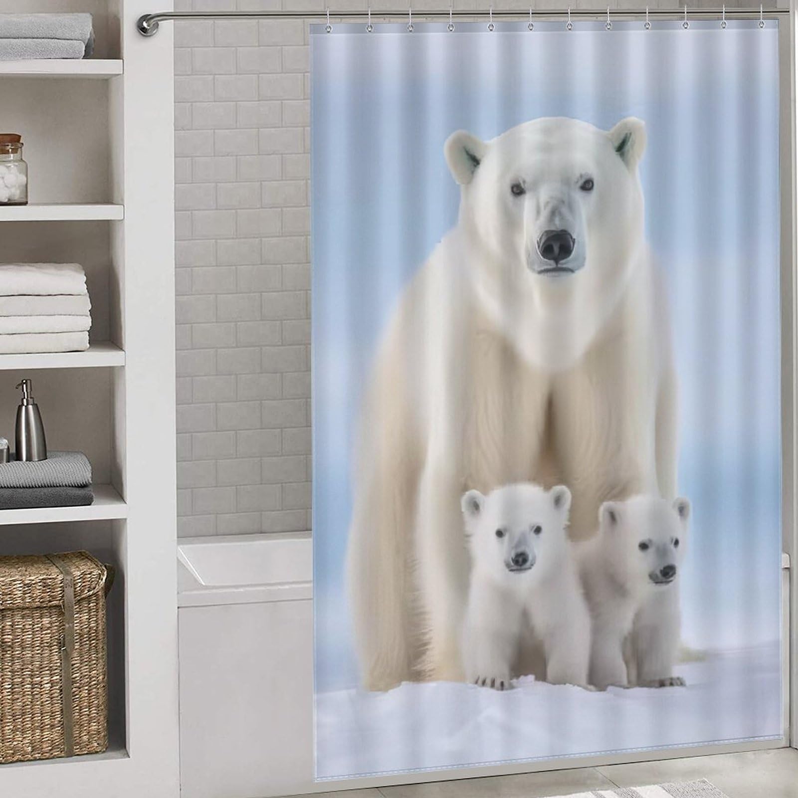 Rideau de douche polar ours en tissu polyester imperméable lavable 152x183cm
