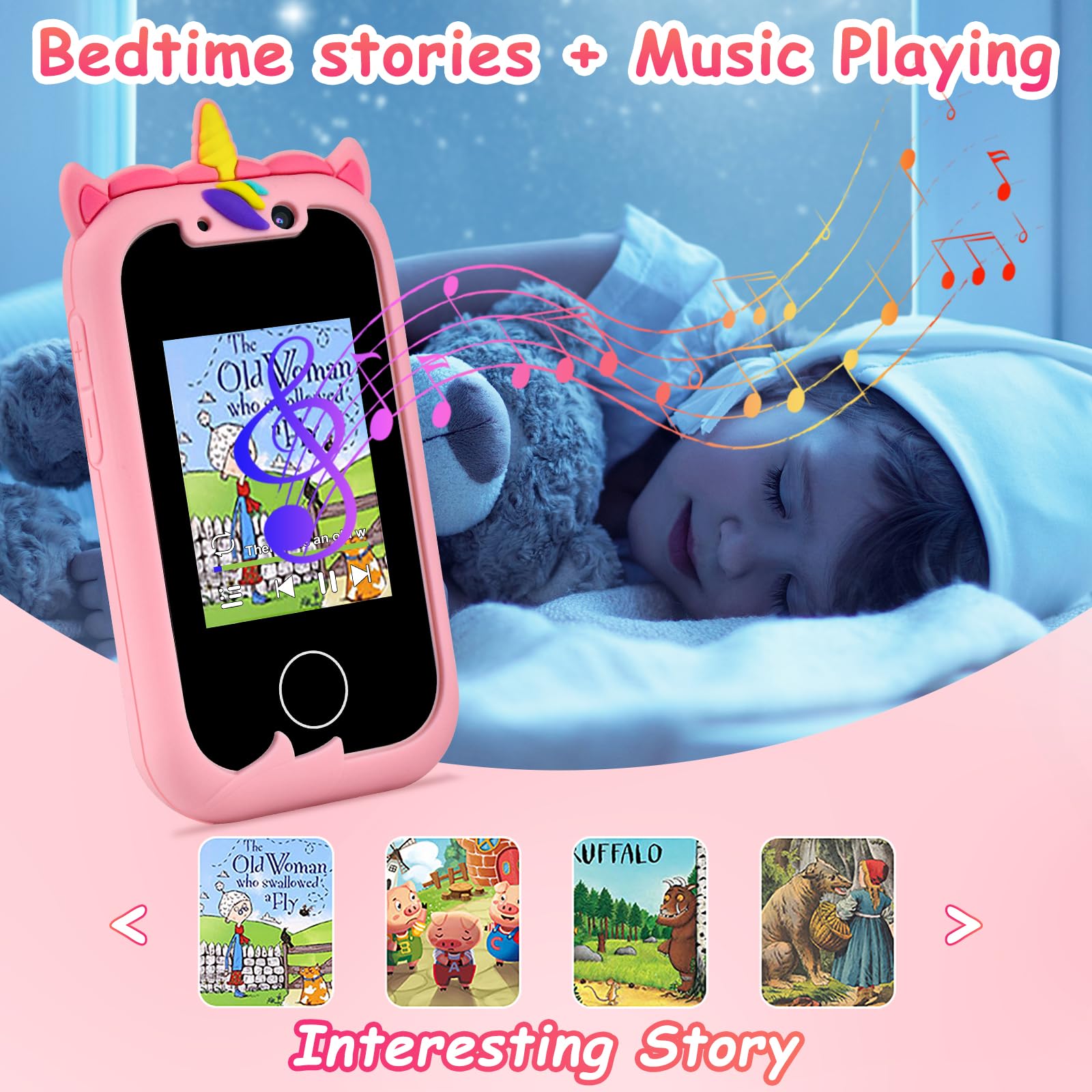 Telefono Bambini Cellulare Smartphone Giocattolo per Bambini Anni Telefonino Bambina Telefono Cellulare Finto per Bambini Vero 3 4 5 6 7 8 9 10 Anni Unicorno Cellulari Bambina Regalo Kids Phone Toy
