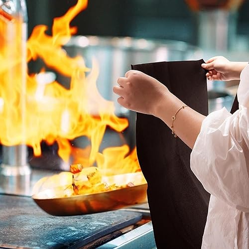 Miniatura 8 de Paquete de 6 mantas de soldadura de fieltro de carbono ignífugas de 17 pulgadas (0.138 in) de grosor, alfombrilla protectora ignífuga de hasta 1800