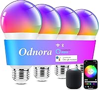 Vista 9 de Bombillas inteligentes, funcionan con Alexa y Google Assistant, bombillas LED de 9 W que cambian de color RGBTW regulables, bombilla inteligente