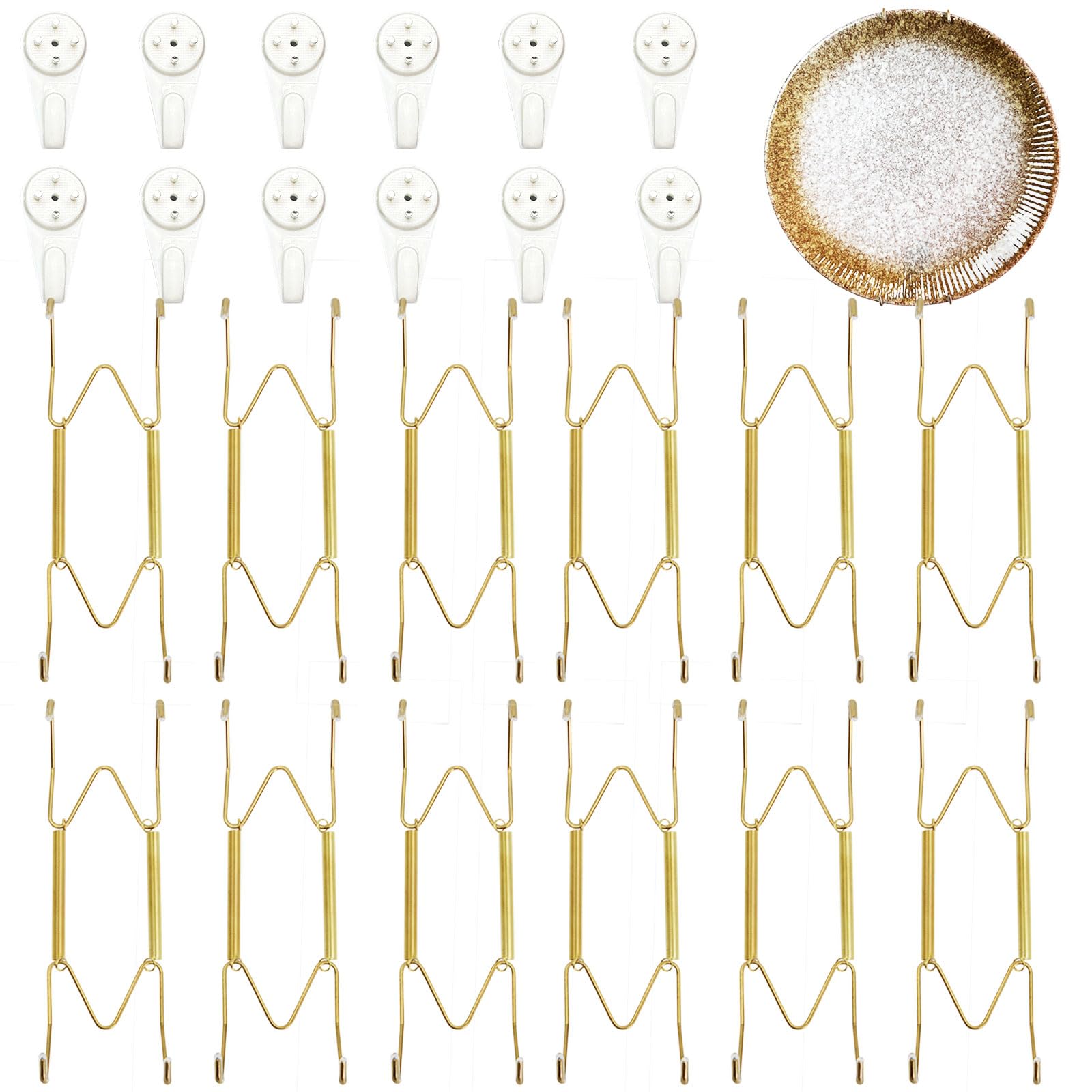 Plate Hangers for The Wall, Suitable for 6-8 Inch Wall Plate Hangers for Display 12 Pack Stainless Steel Invisible with Invisible Nails for Displaying