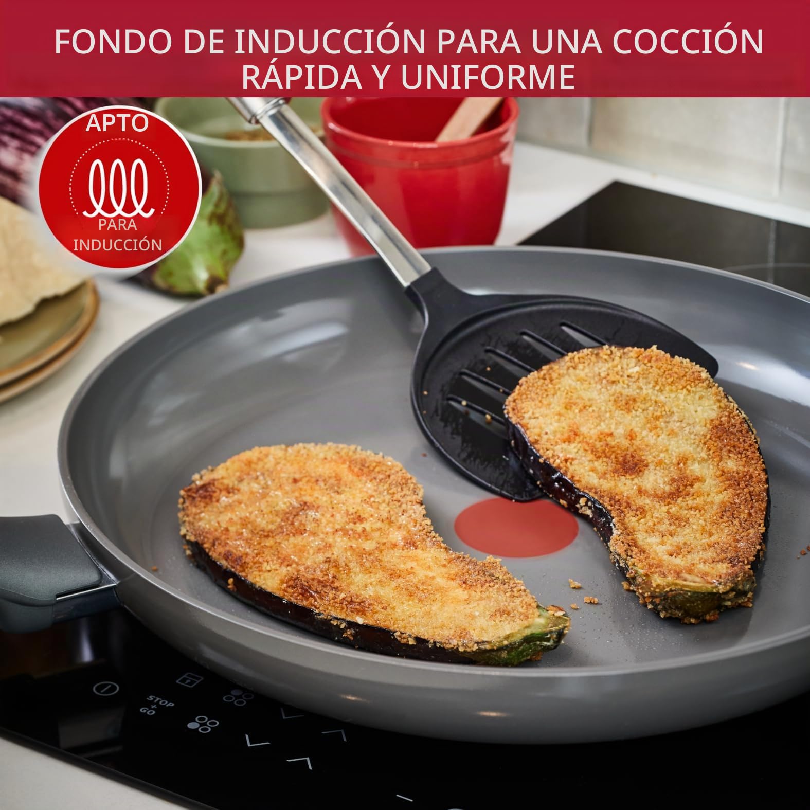 Lagostina Recurso, juego de sartenes antiadherentes, 3 sartenes de 20, 24 y 28 cm con revestimiento de cerámica, sartenes antiadherentes compatibles con gas e inducción, tecnología Thermosignal y