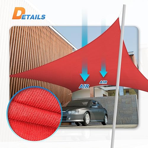 Miniatura 5 de TANG Sunshades Depot - Toldo rectangular permeable de 16 x 20 pies, color rojo, personalizable, estándar comercial, polietileno de alta densidad de