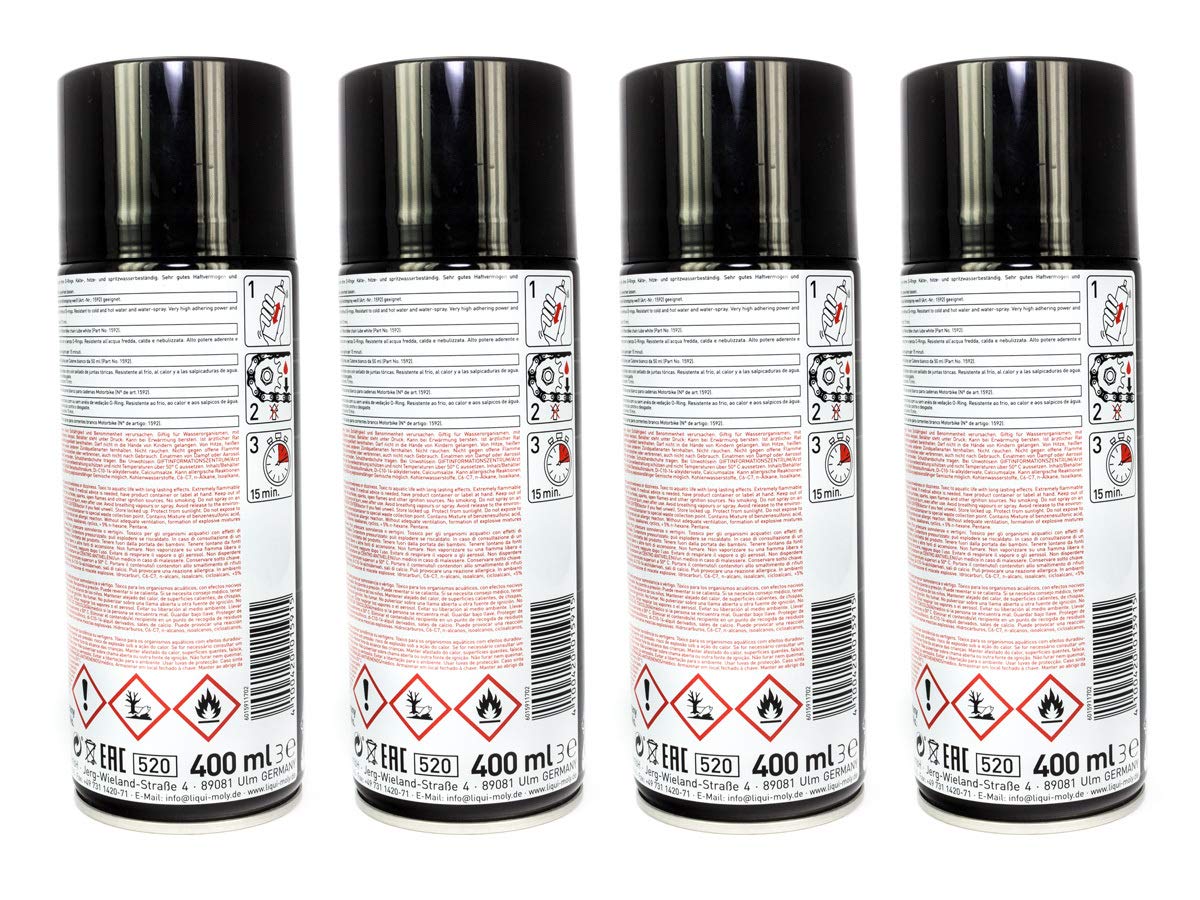 LIQUI MOLY Motorbike Kettenspray weiß 4 Stück á 400 ml