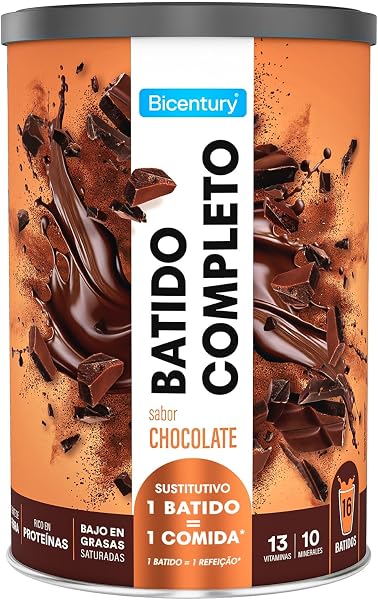 Bicentury Batido Completo Sustitutivo de Comida Sabor Chocolate, Rico en Proteínas, Bajo en Grasas saturadas, Un batido equivale a una comida completa, 436 g, 16 raciones - 1
