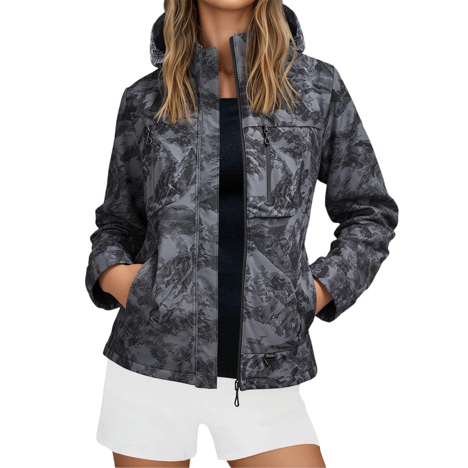 Genérico Chubasquero Mujer Running,Chaquetas Casuales para Mujer Elegantes Y CáLidas Resistentes Al Viento para Una Comodidad Diaria Y VersáTiles