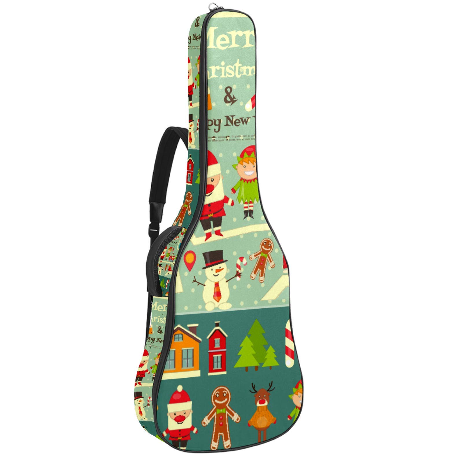 Gitarrentasche mit Reißverschluss, wasserdicht, weich, für Bassgitarre, Akustik- und klassische Folk-Gitarre, Weihnachtsmann
