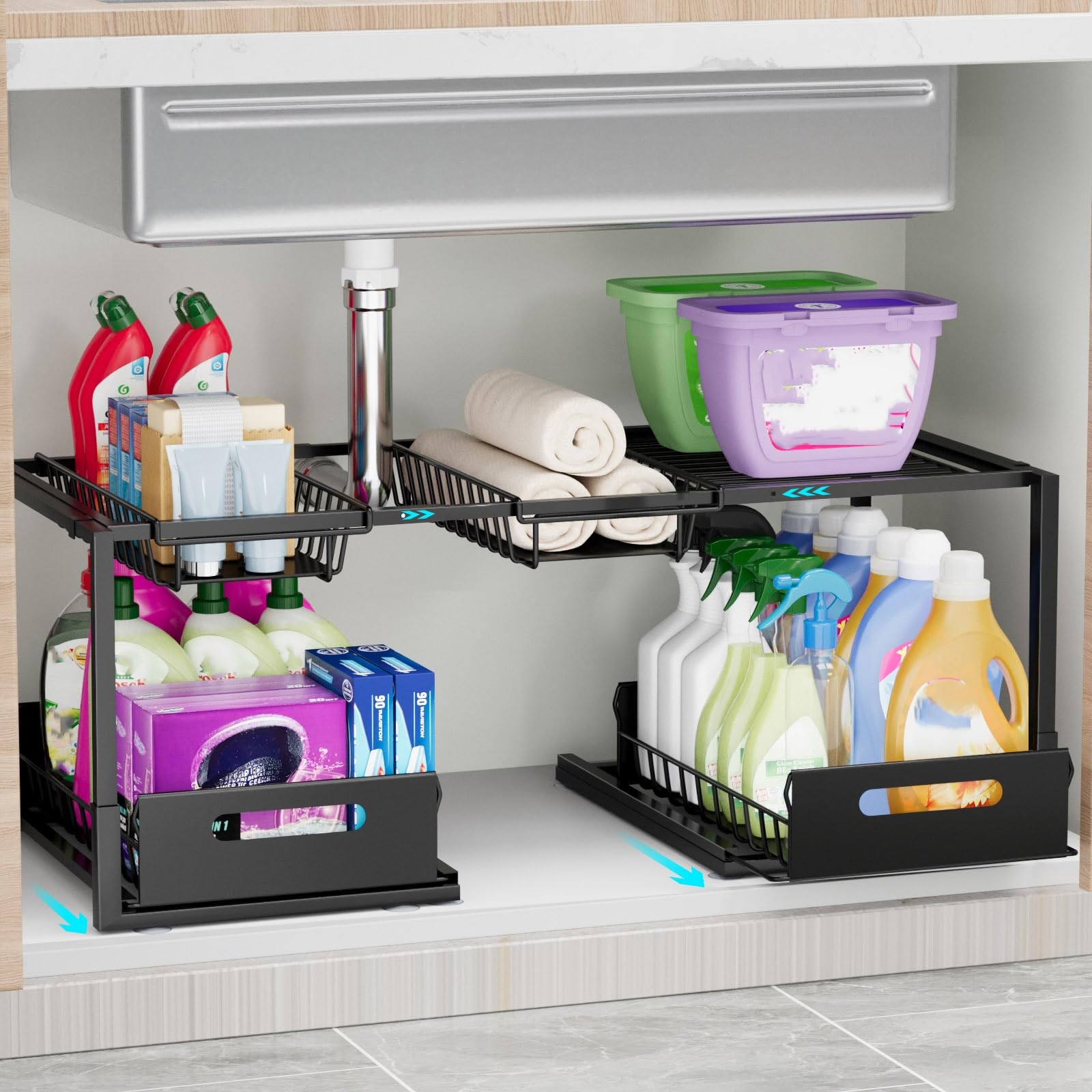 Amazon.com: Under Sink Organizers and Storage,2-Tier Metal Pull Out ...