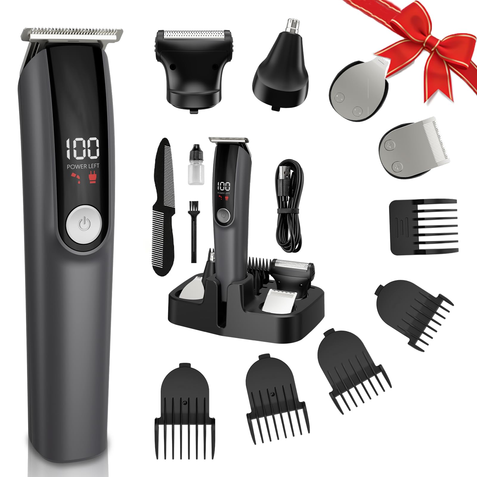 Beard Trimmer for Men 5 in 1 Electric Razor for Nose Body Face and Mustache Grooming Kit Cordless