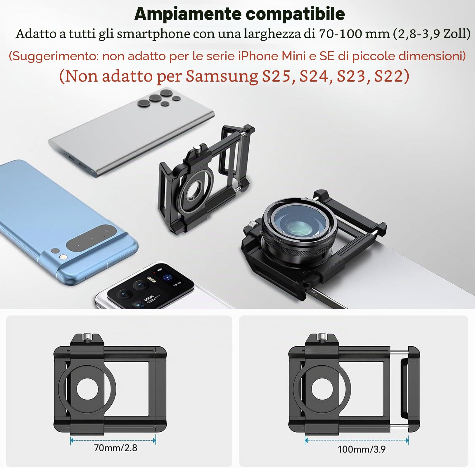 10-20X Obiettivo Macro Zoom,con Clip Universale, HD Obiettivo Macro per Smartphone, per Cellulare,adatto a Tutti i Telefoni Cellulari