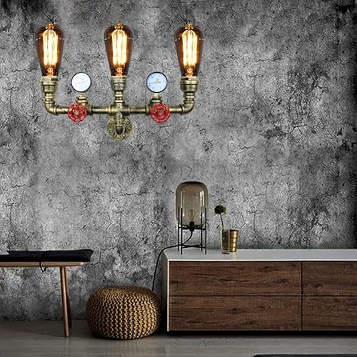 Miniatura 6 de Lámpara de pared retro industrial steampunk, aplique de pared, accesorios de iluminación de pared de tubería de agua, E26 industrial vintage Edison
