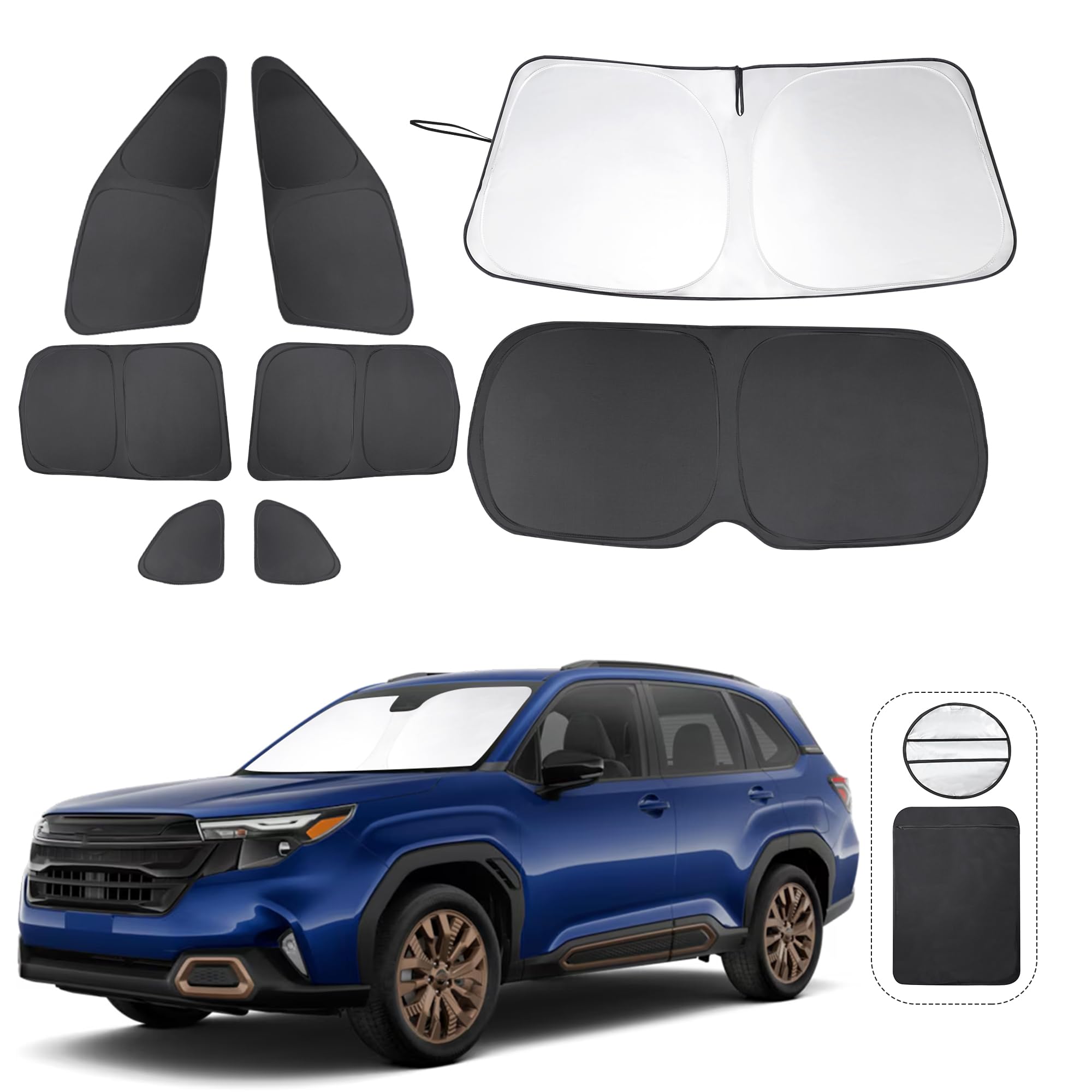 8PCS Parabrezza Parasole Su Misura per 2025 Subaru Forester Accessori Pieghevole Parasole Laterale Posteriore Finestra Ombra Copertura Set Completo Protezione Privacy Mantiene Auto Fresco
