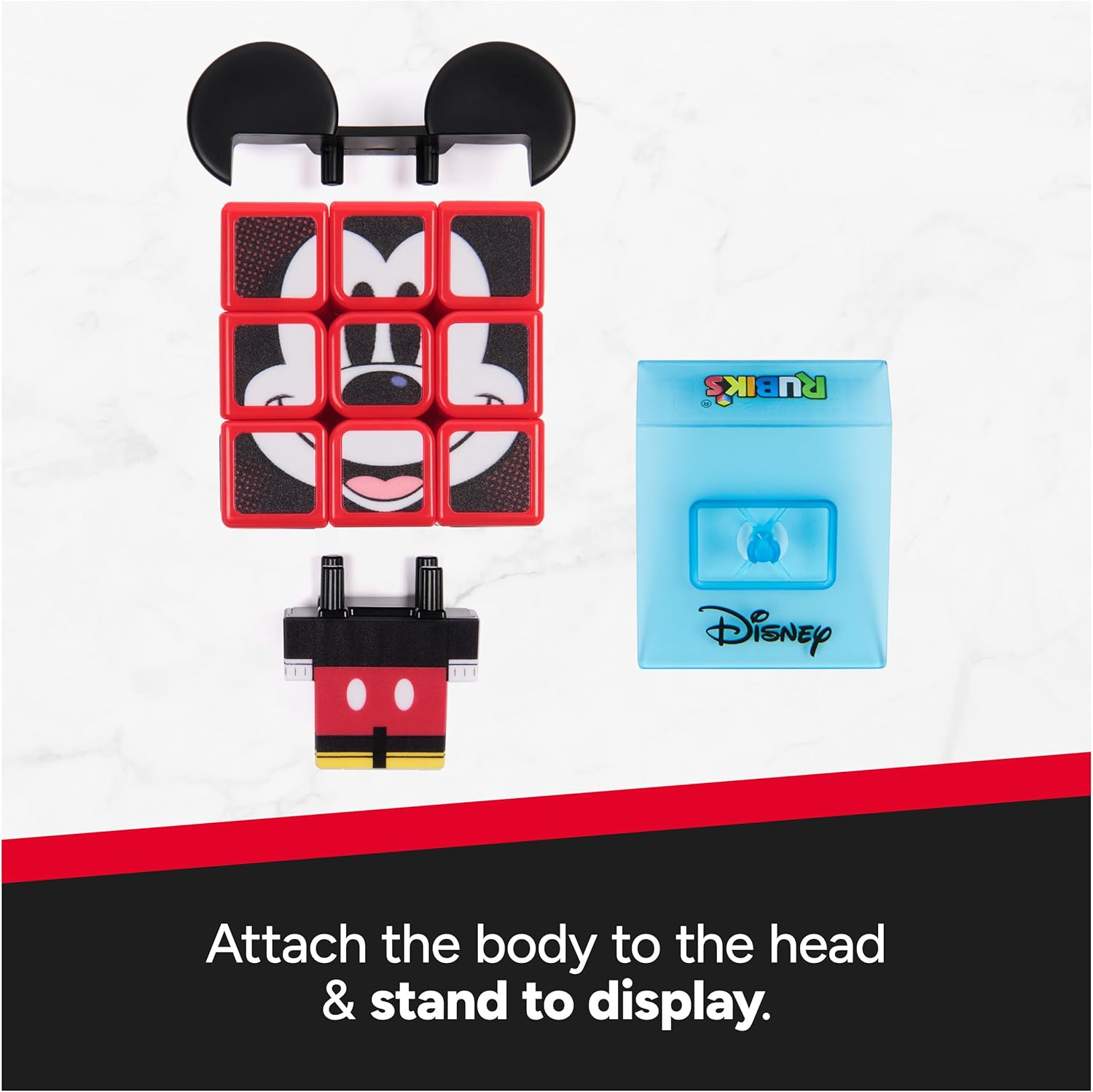 Rubik’s Cube Mickey Mouse Disney Cuber, Problem-Solving Challenging Brain Teaser Collectible Disney Fidget Toy for Puzzle Lovers & Fans Ages 8+
