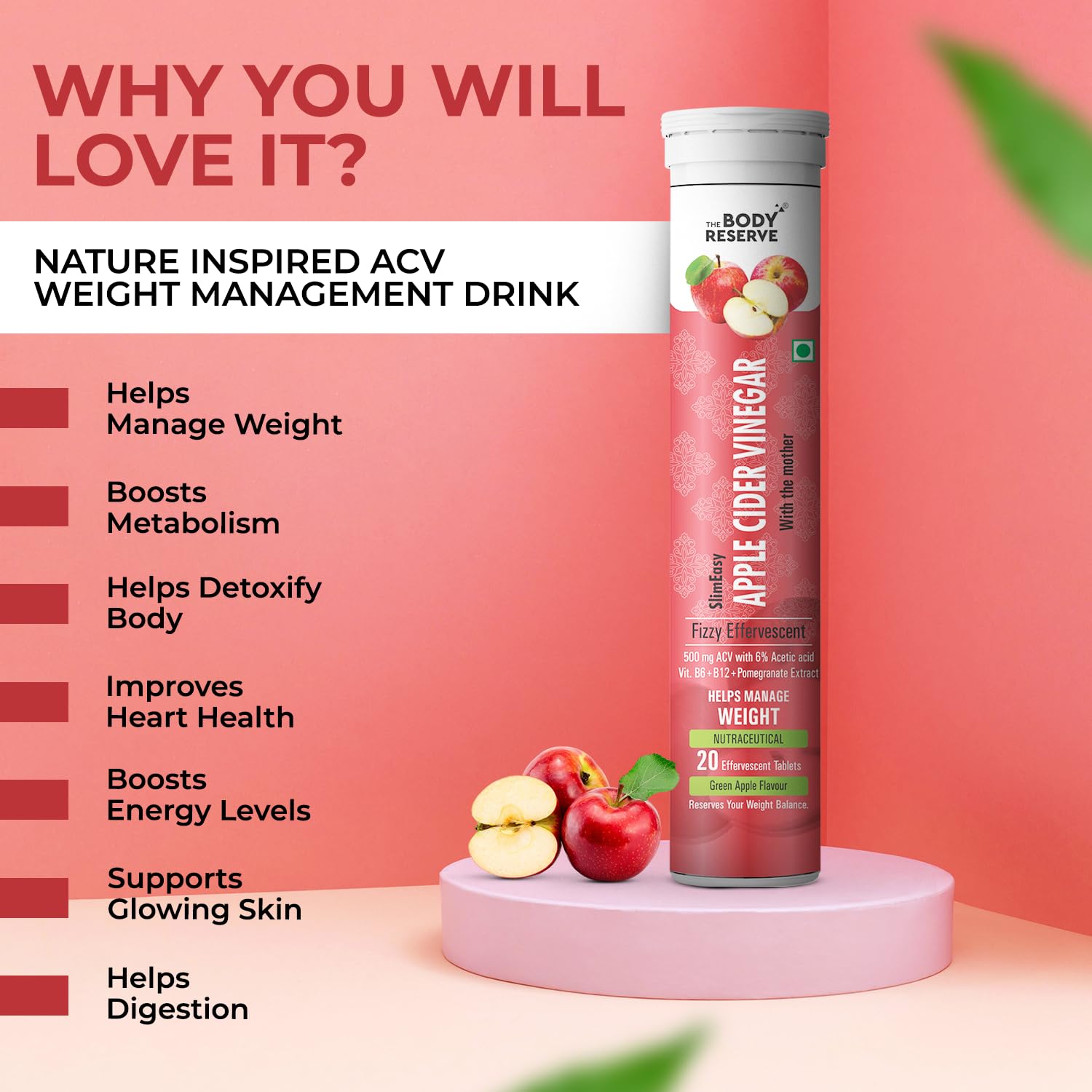 The Body Reserve Apple Cider Vinegar | 60 Effervescent Tablets Pack Of 3 (Green Apple Flavour) 3