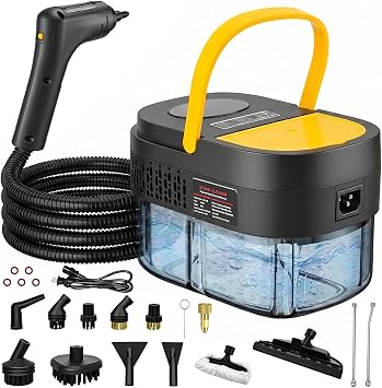 Steam Cleaner, 2500W Portable Handheld Steamer for Cleaning, Large Capacity Tank Pressurized Steam Cleaning Machine for Home, Car, Bathroom, Kitchen, Furniture, Grout, Floor, Tile Yellow