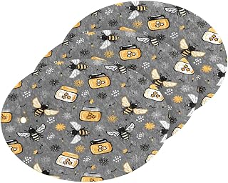 Honey Jar Bees Flowers Kitchen Sponges Cleaning Dish Sponges Non-Scratch Natural Scrubber Sponge for Kitchen Bathroom Cars, pack of 3