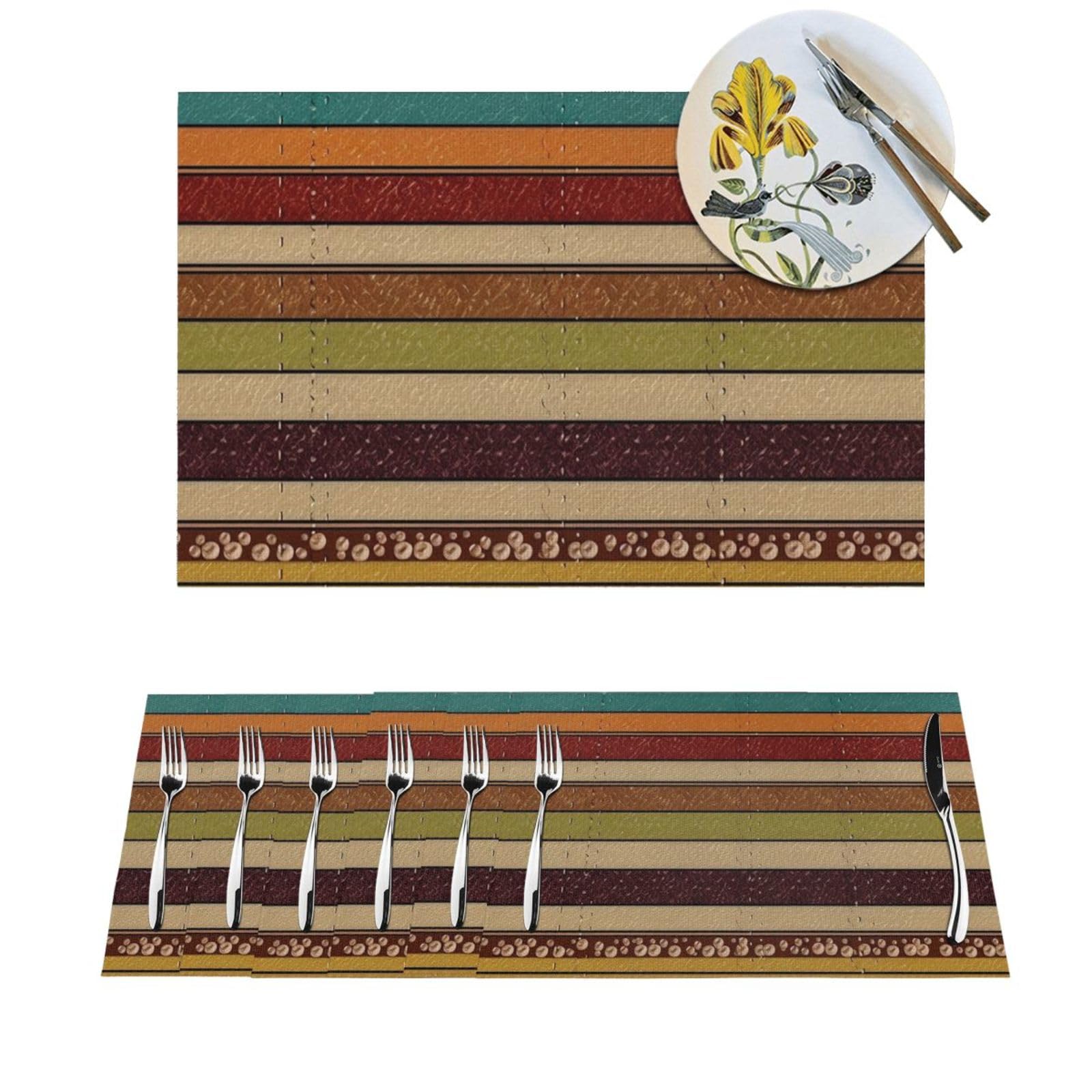 Sets de table tissés en PVC lot de 4 rectangulaires 30x45 cm rayures