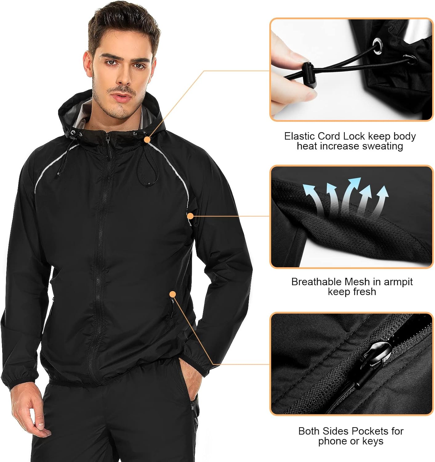 YYQ Sauna Suit for Men Sweat Sauna Jacket Gym Pants Boxing Exercise Workout Sauna Sweat Suits for Mens