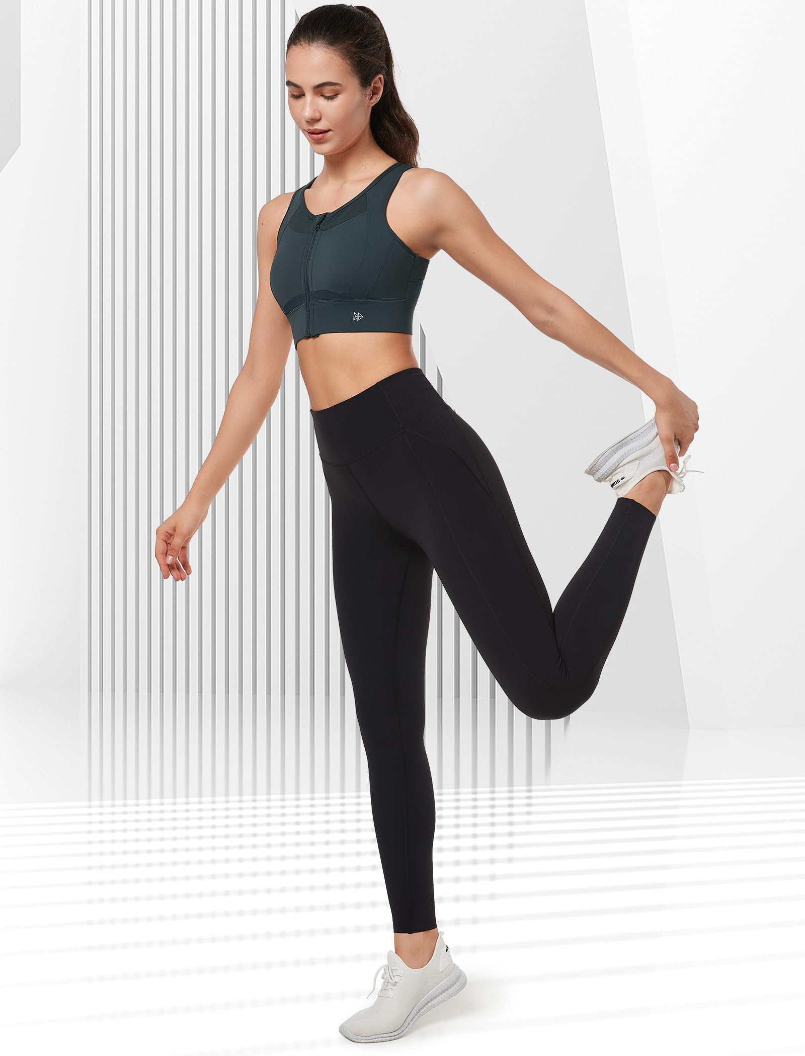 Yvette Reggiseni sportivi ad alto impatto per le donne grande busto con chiusura frontale con cerniera reggiseno sportivo ad alto supporto per allenamento in corsa