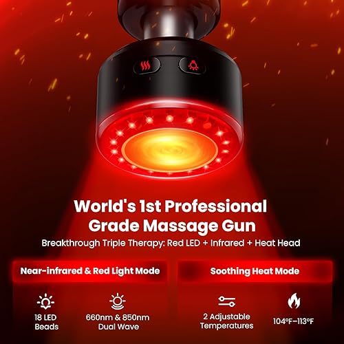 Miniatura 2 de BOB AND BRAD Pistola de masaje D6 Ultra con luz infrarroja, percusión de tejido profundo con amplitud de 0.630 in, masajeador muscular profesional