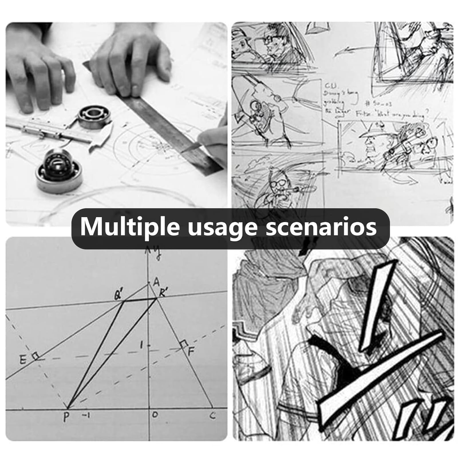 Regla de borde recto, regla de escala arquitectónica de metal de titanio, doble cara con cuentas de cerámica de alta dureza, ideal para proyectos de dibujo e ingeniería