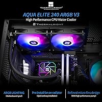 Vista 3 de Thermalright Aqua Elite 240 V3 Enfriador de CPU de refrigeración por agua, ventiladores PWM ARGB dobles con rodamientos S-FDB, bomba controlada PWM