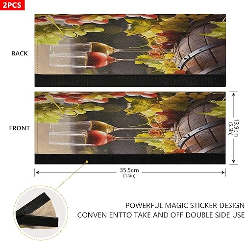 Miniatura 6 de Eionryn Cubiertas para manijas de puerta de refrigerador con barril de copa de vino, viñedo, fruta, cocina, guantes para microondas, lavavajillas,