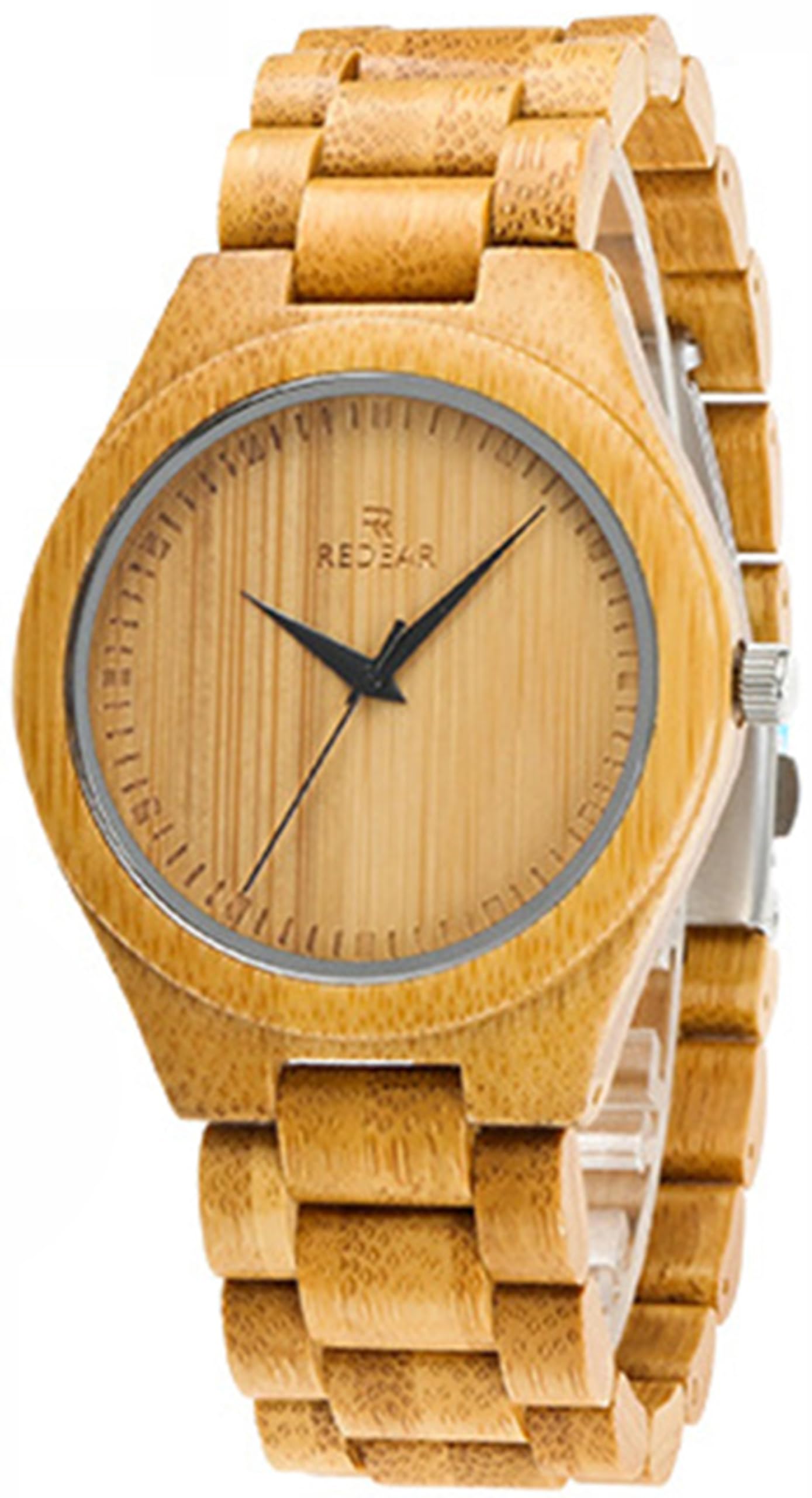 findtime Orologio da polso da uomo in legno di bambù, orologio da polso da donna, in bambù naturale, al quarzo, analogico, in legno, semplice