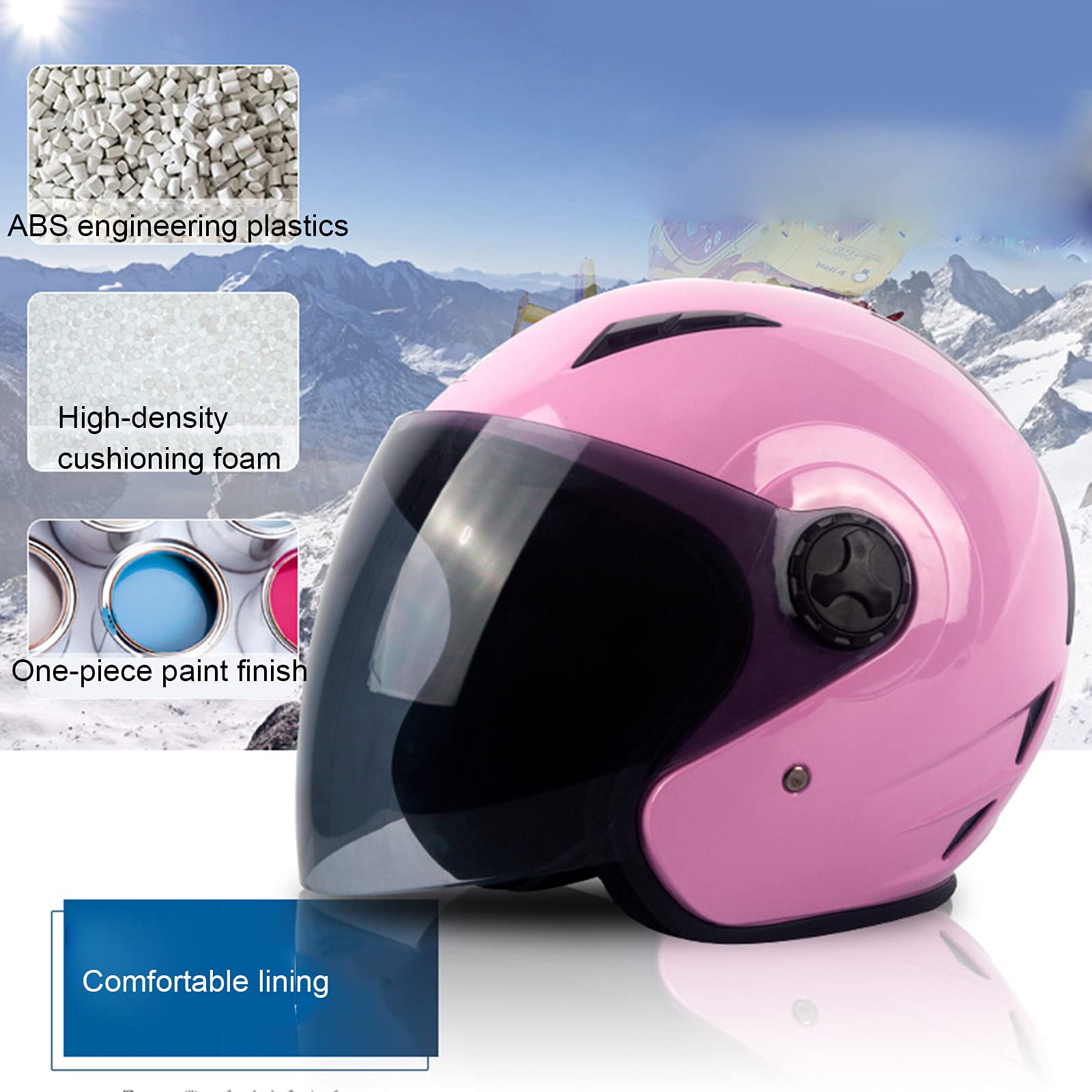 3/4 Vintage Jethelm Motorhelm, Met Zonneklep Halve Schaal Brain Cap Retro Scooterhelm Voor Motorfiets Scooter Cruiser Chopper ECE Gecertificeerd Mannen En Vrouwen D,S=55-56CM