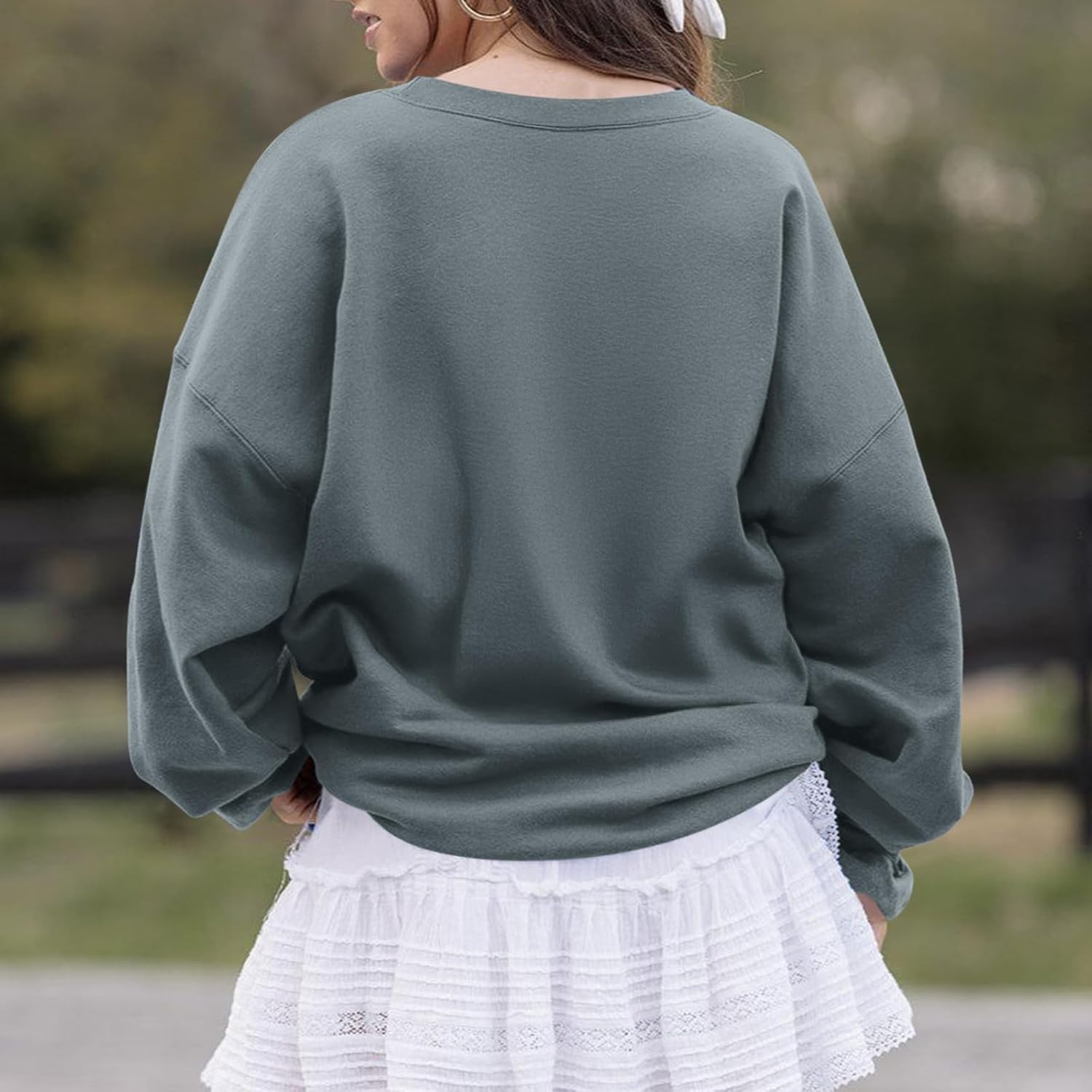 KIEKIECOO Oversized Christian Sweatshirts for Women Faith Bible Verse Printed Pullover Inspirational Music Long Sleeve Tops - Image 5