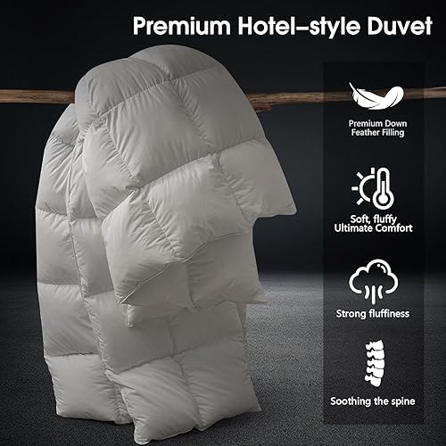 Miniatura 6 de CYMULA Edredón de Plumón Tamaño King - Inserto de Edredón Gris Claro para Todas las Estaciones, Ligero con Costura de Caja, Esponjoso, Transpirable,