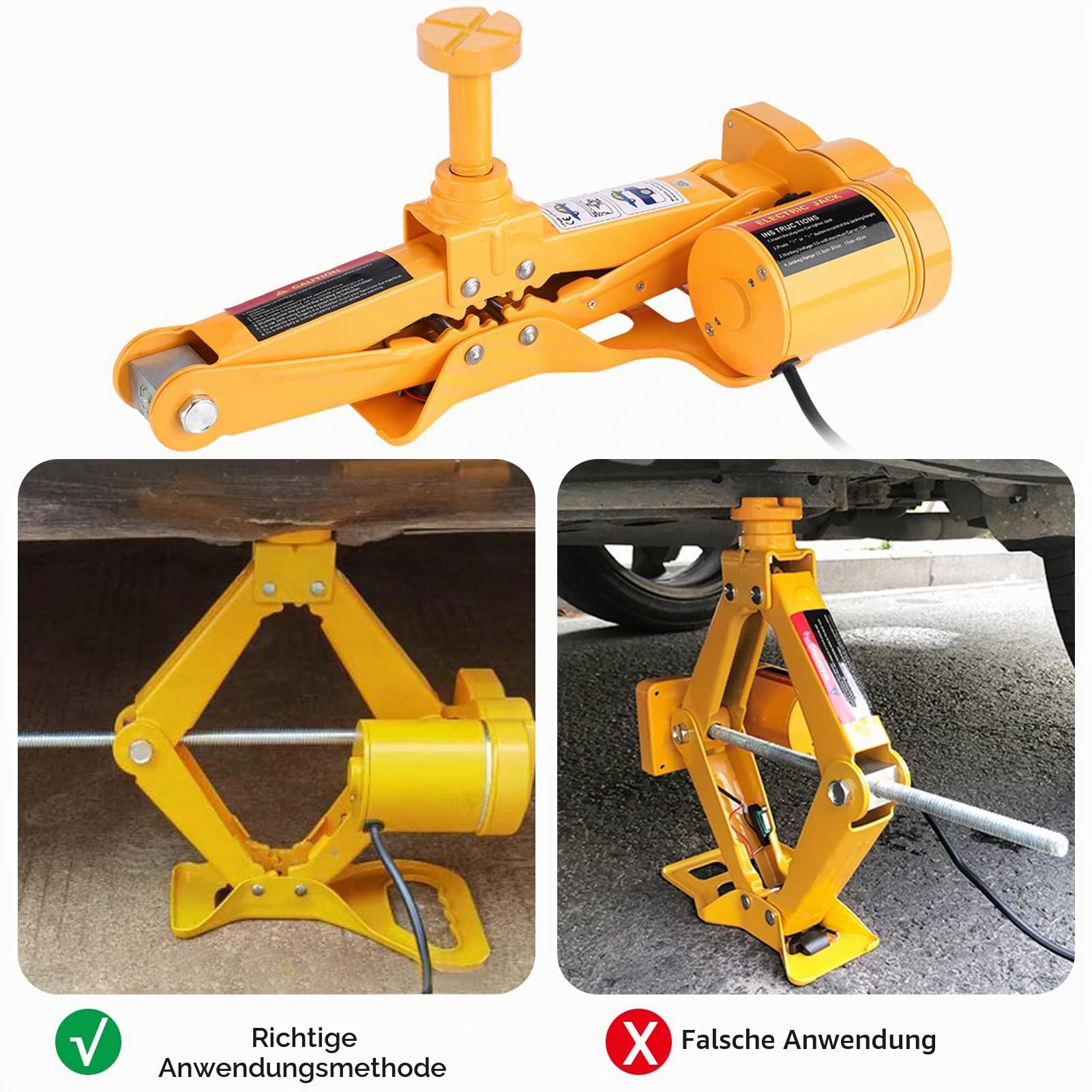 Elektrischer Wagenheber 3T, DC 12V Auto Heber mit Fernbedienung & Batterieklemmen, Hydraulischer Scherenwagenheber für Auto und SUV, mit Koffer & Zubehör