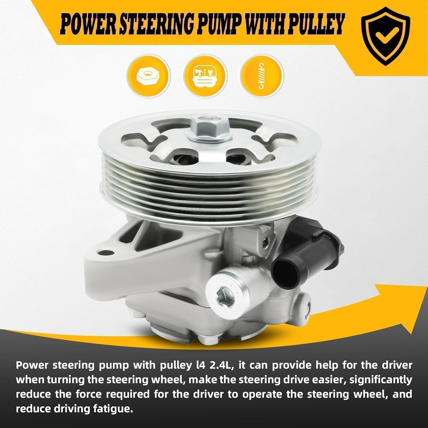 21-5341 Power Steering Pump with Pulley Compatible with Accord EX/LX L4 2.4L 2003 2004 2005 2006 2007 96-5341 56110RAAA01