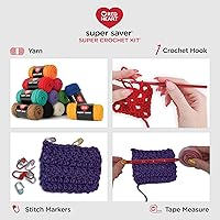 Vista 2 de Kit de Crochet de Super Hilo Red Heart Super Saver con Accesorios para Proyectos de Crochet, Tejido y Amigurumi