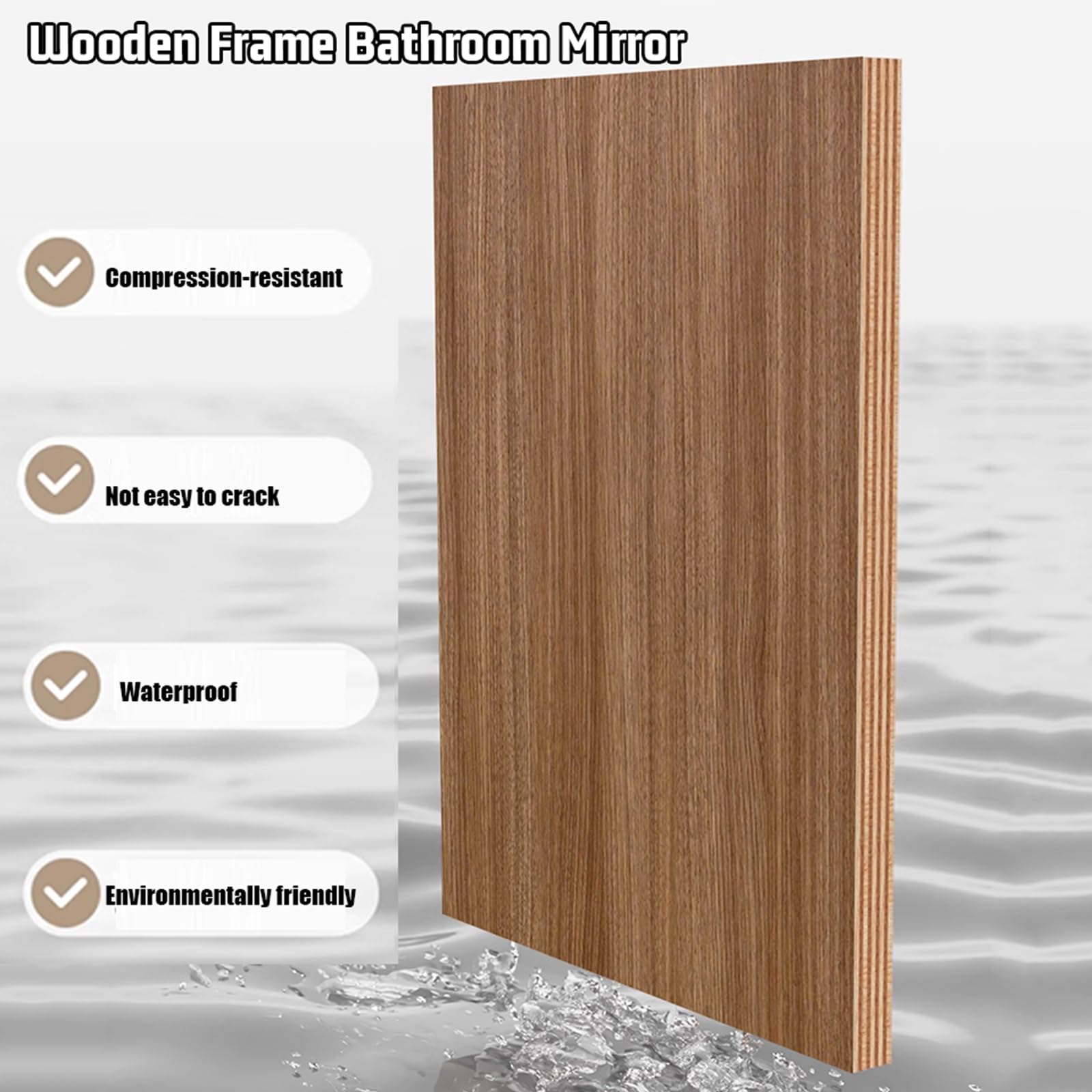 Miroir De Salle De Bain Lumineux LED, Miroir Arqué À Cadre en Bois Rustique, Miroir De Courtoisie avec 3 Couleurs De Lumière Dimmables(Light Brown,50x70cm/19.7x27.5in)