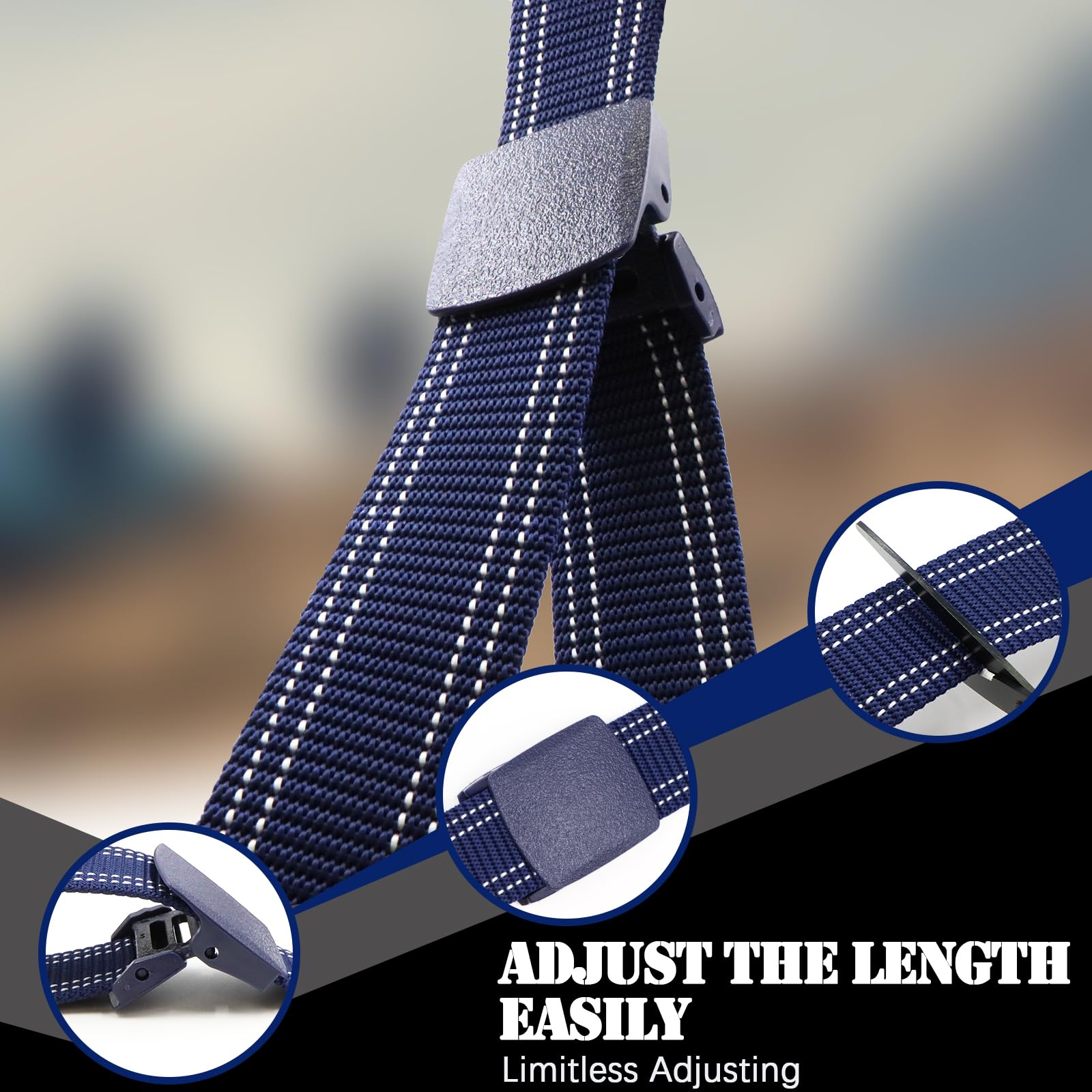 Military Tactical Nylon Mens Belt - Adjustable Web Belts with Non-Metal Buckle for Outdoor Sports, Training, 59 Inches Length